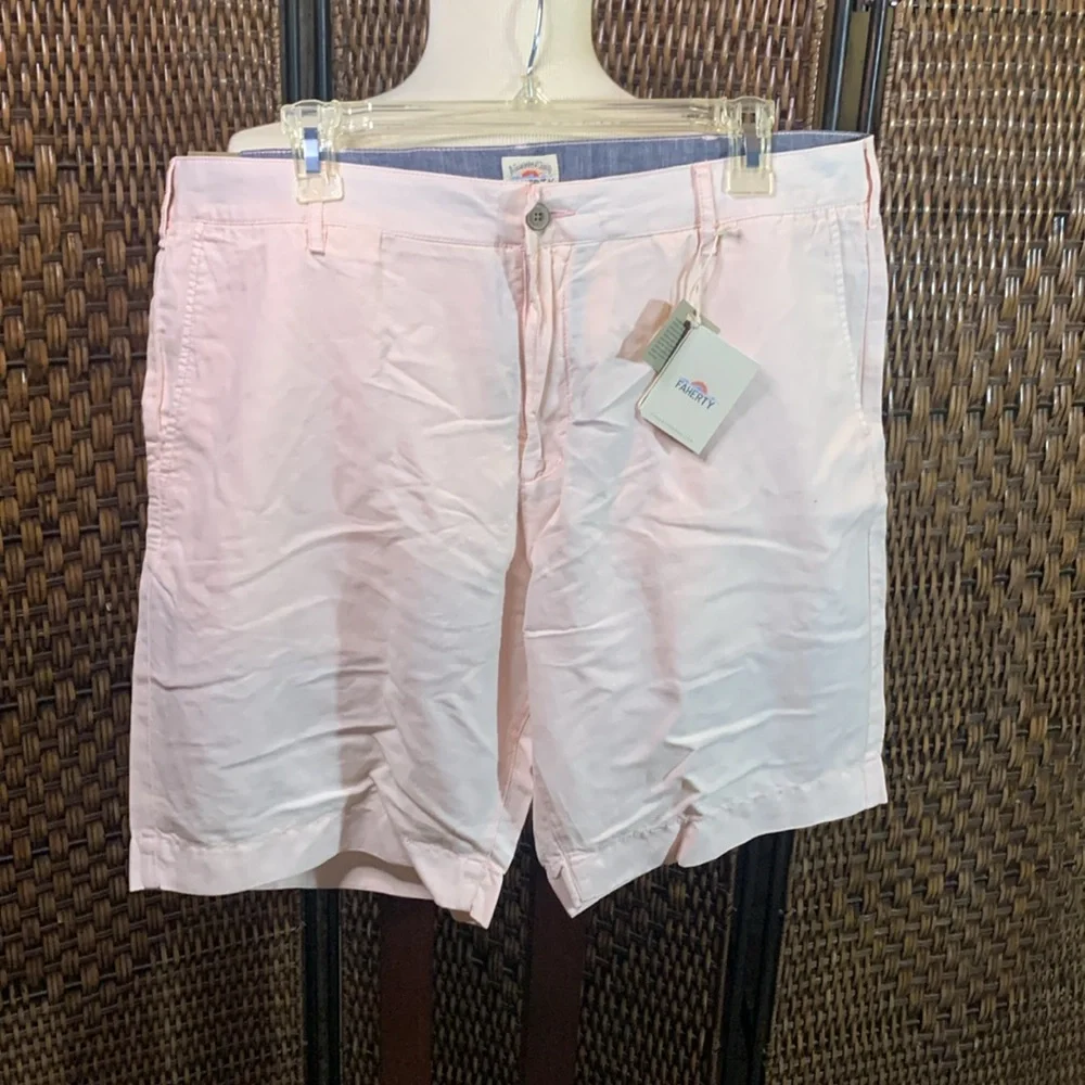 NWT Faherty Malibu Short in Summer Pink Linen & Cotton Blend Shorts Size 36
